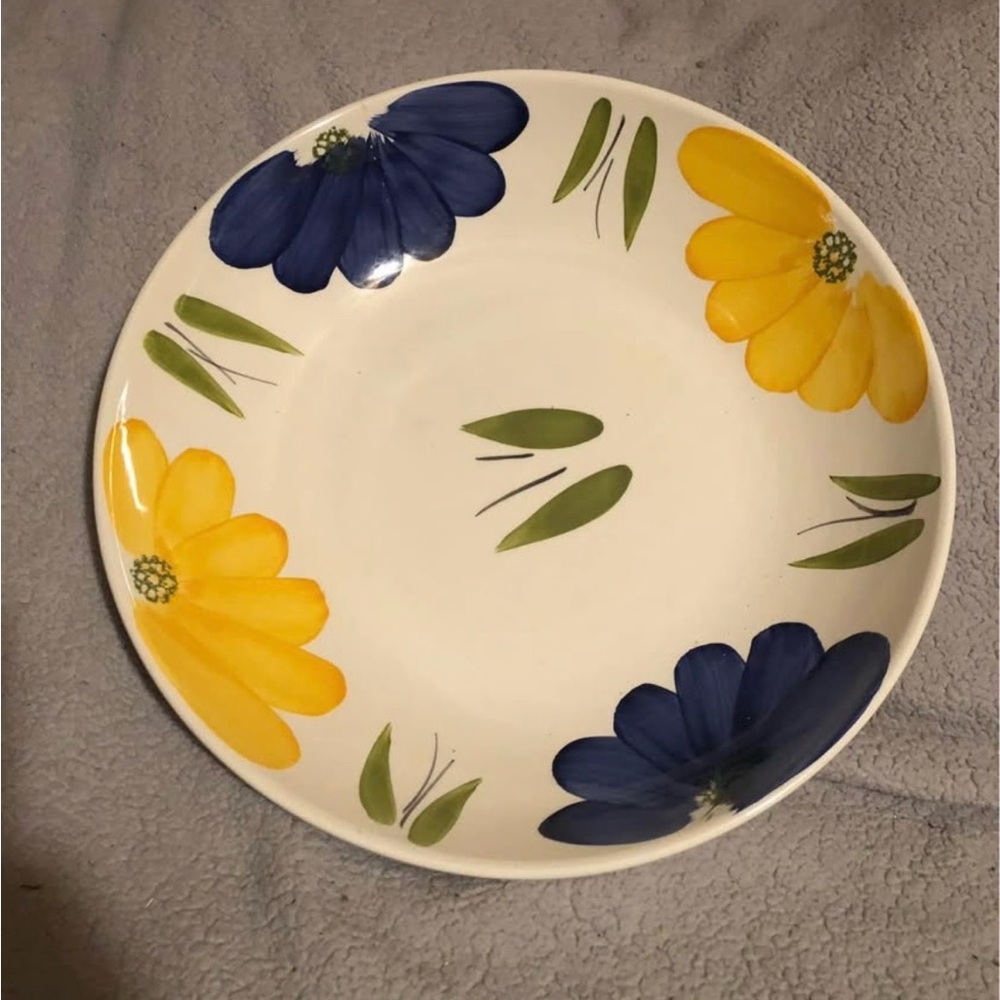Floral Blue and Yellow Bowl